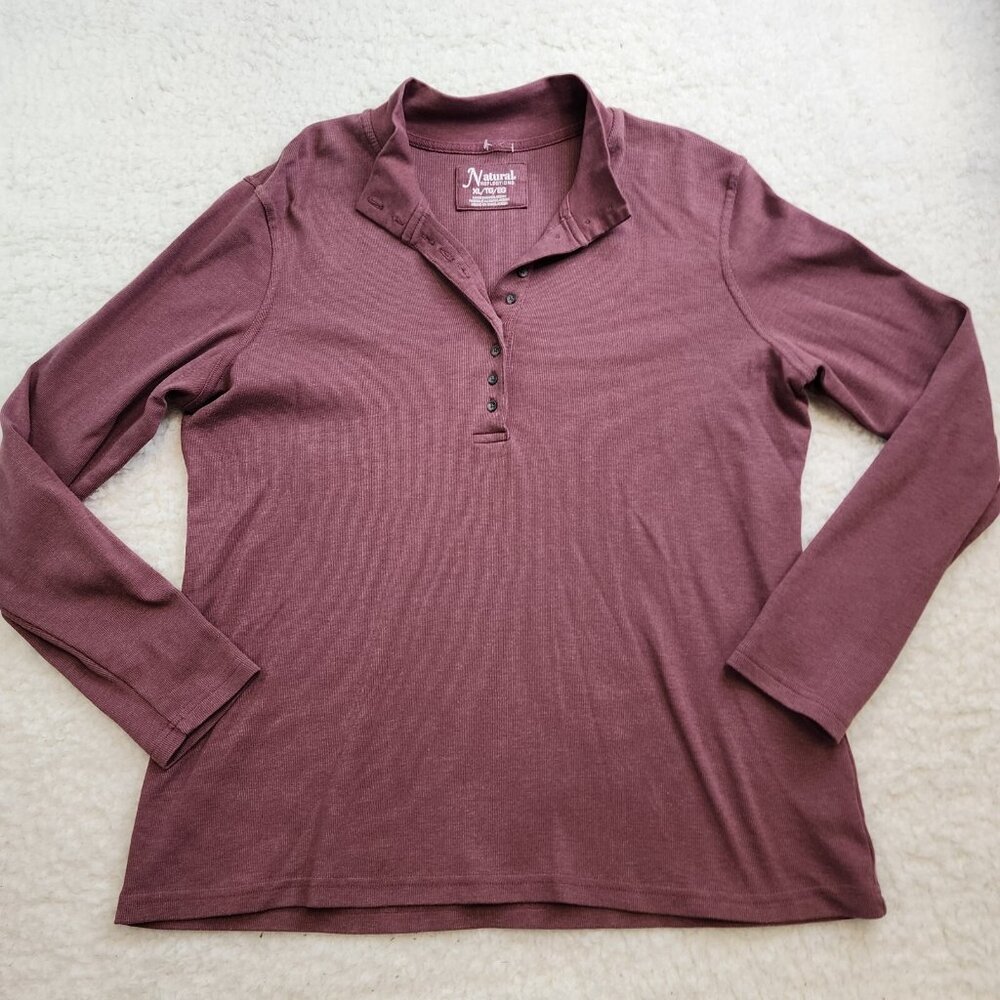 Natural Reflections Top Mens XL Henley Thermal Ribbed Dexter Kill Shirt Collar
